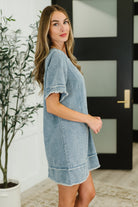 Very J Dressed & Obsessed Chambray T-Shirt Dress in Indigo Womens