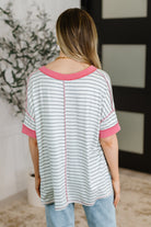 Haptics Dressed to Chill V-Neck Top in Heather/Grey/Ivory/Pink Womens