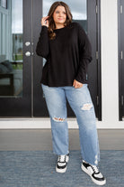 Very J Drive Downtown Black Dolman Long Sleeve Jersey Knit Top Tops