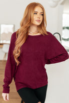 Drive Downtown Dolman Sleeve Top in Wine Tops