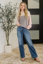 One Eleven North Dual Tones Cable Ribbed Knit Color Block Sweater Womens