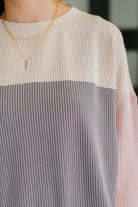 One Eleven North Dual Tones Cable Ribbed Knit Color Block Sweater Womens