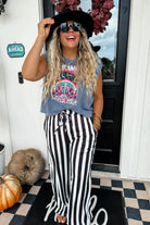 PREORDER: Blakeley Vertical Vibes Stripe Pants Black Womens