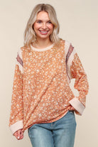 Haptics Flower Fields Oversized Cotton Tri Blend Floral Top