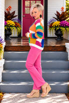 One Eleven North Manifesting Moment Checkered Color Block Sweater Sweaters