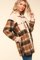 Haptics Taupe Corduroy & Plaid Sherpa Button Jacket Haptics