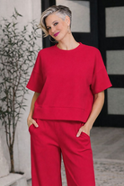 Zenana Ruby Ribbed Round Neck Tee & Pants Set