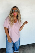 PREORDER: Blakeley Joey V-Neck Washed Cotton Boyfriend Tee Womens