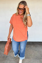 PREORDER: Blakeley Joey Washed Cotton Boyfriend Tee Fall Colors Womens