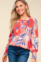 Haptics Blush Floral Brushed Hacci Sweater Top Shirts & Tops