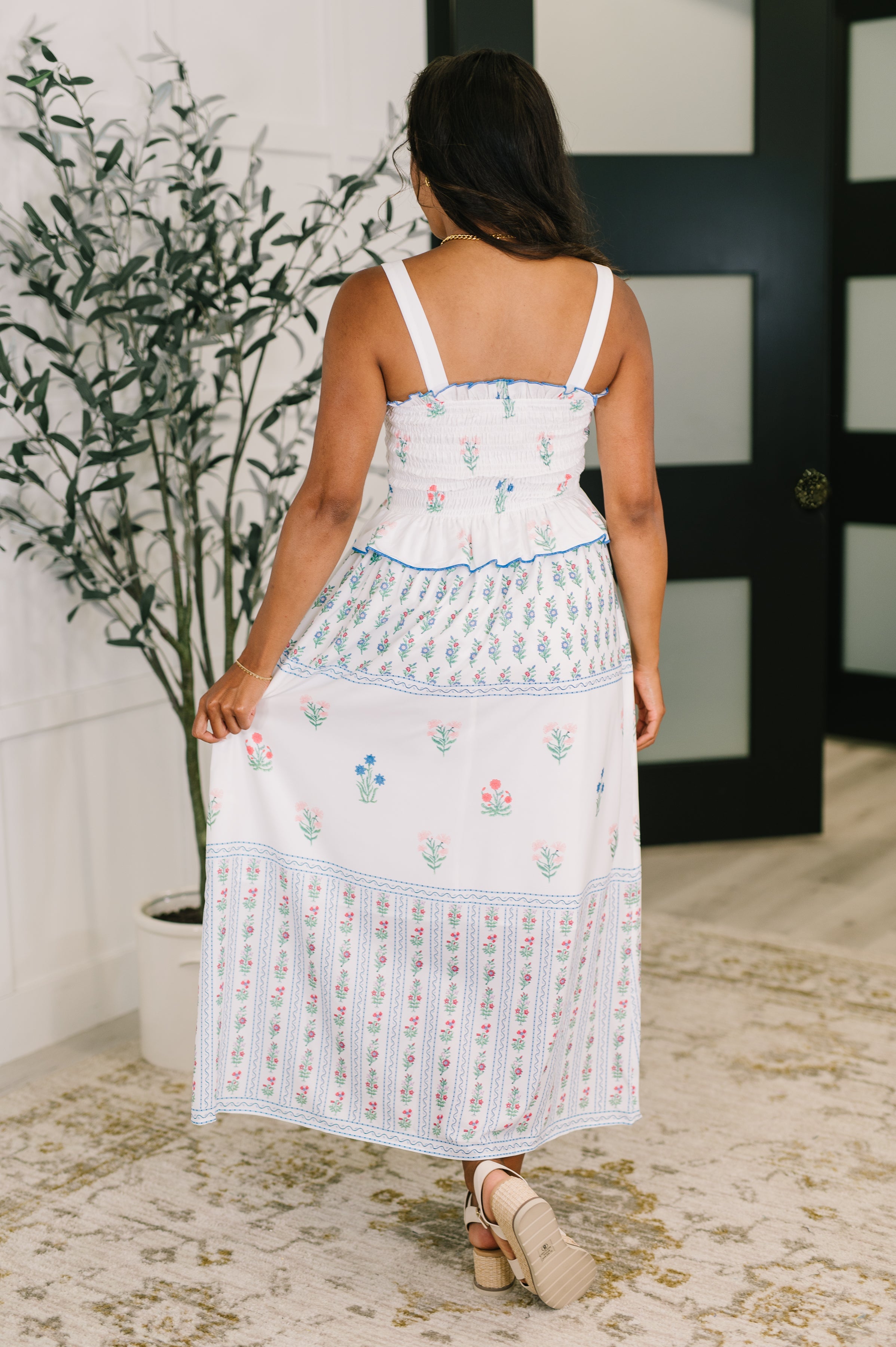 One Eleven North Eager Anticipation Mixed Print Midi Dress Womens