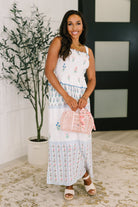 One Eleven North Eager Anticipation Mixed Print Midi Dress Womens