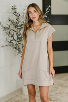 Zenana Easy Hustle High Neck Dress in Ash Mocha Large Womens