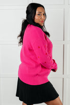 One Eleven North Pink & Red Eat Your Heart Out Ribbed Embroidered Hearts Crewneck Sweater Tops