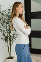 Mono B Effortless Edge Knit Henley Top in Natural Womens