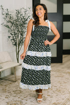 Haptics Elegant Edge Tiered Maxi Dress in Navy Womens