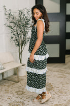 Haptics Elegant Edge Tiered Maxi Dress in Navy Womens