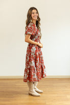 Southern Grace Elizabeth Midi Dress in Rust and Floral Ave Shops