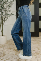 Elsie High Rise Double Button Wide Leg Jeans Womens