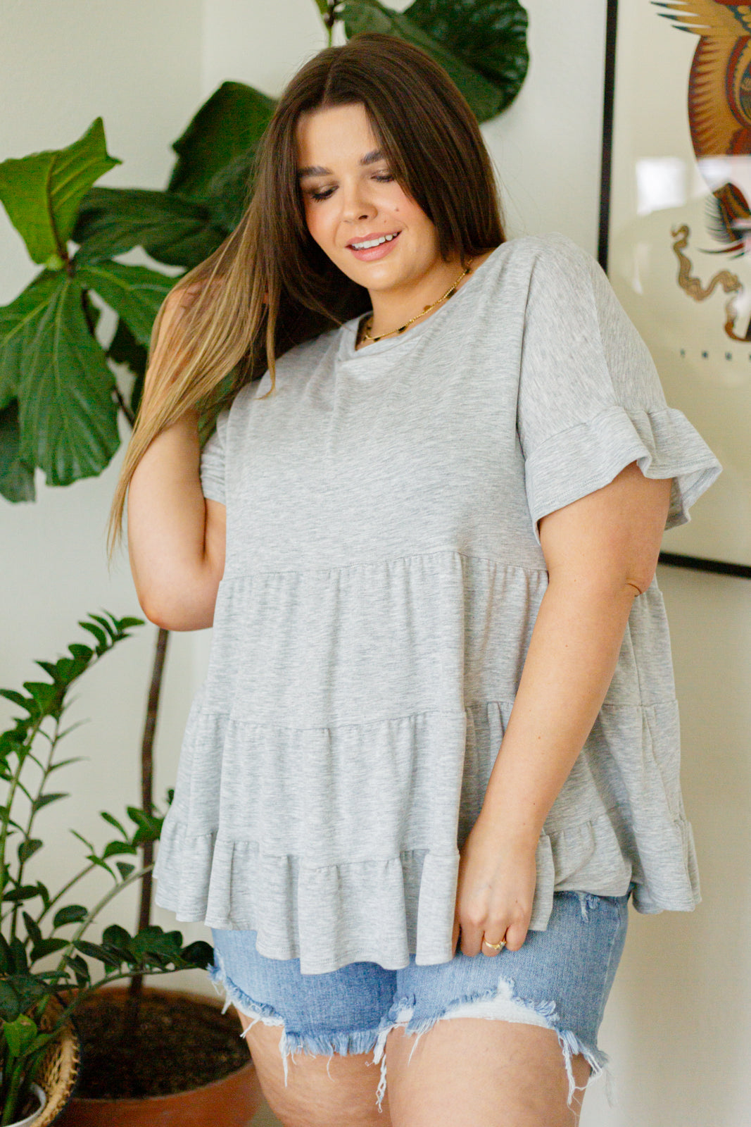 Haptics Endless Memories Tiered Babydoll Top Tops