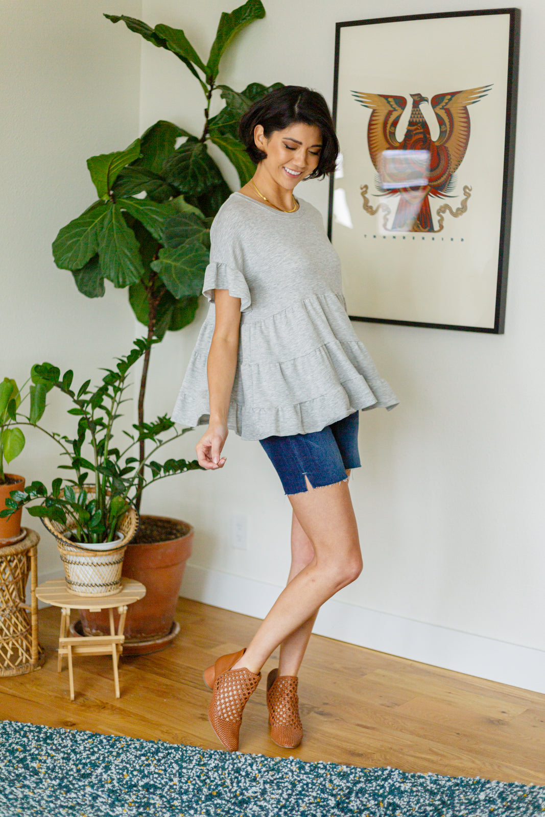 Haptics Endless Memories Tiered Babydoll Top Tops