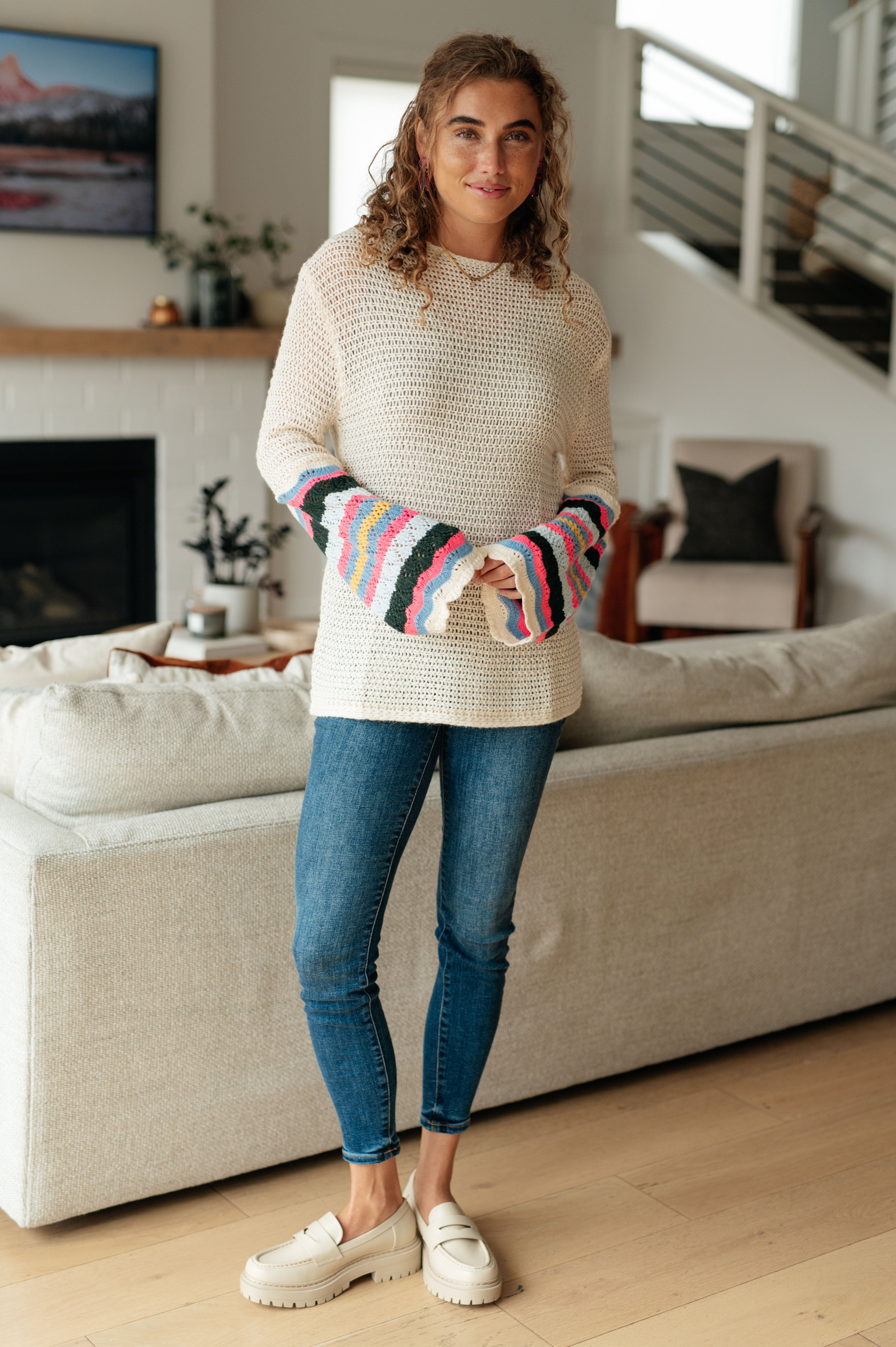 Shopin LA End of the Story Striped Sleeve Sweater Tops