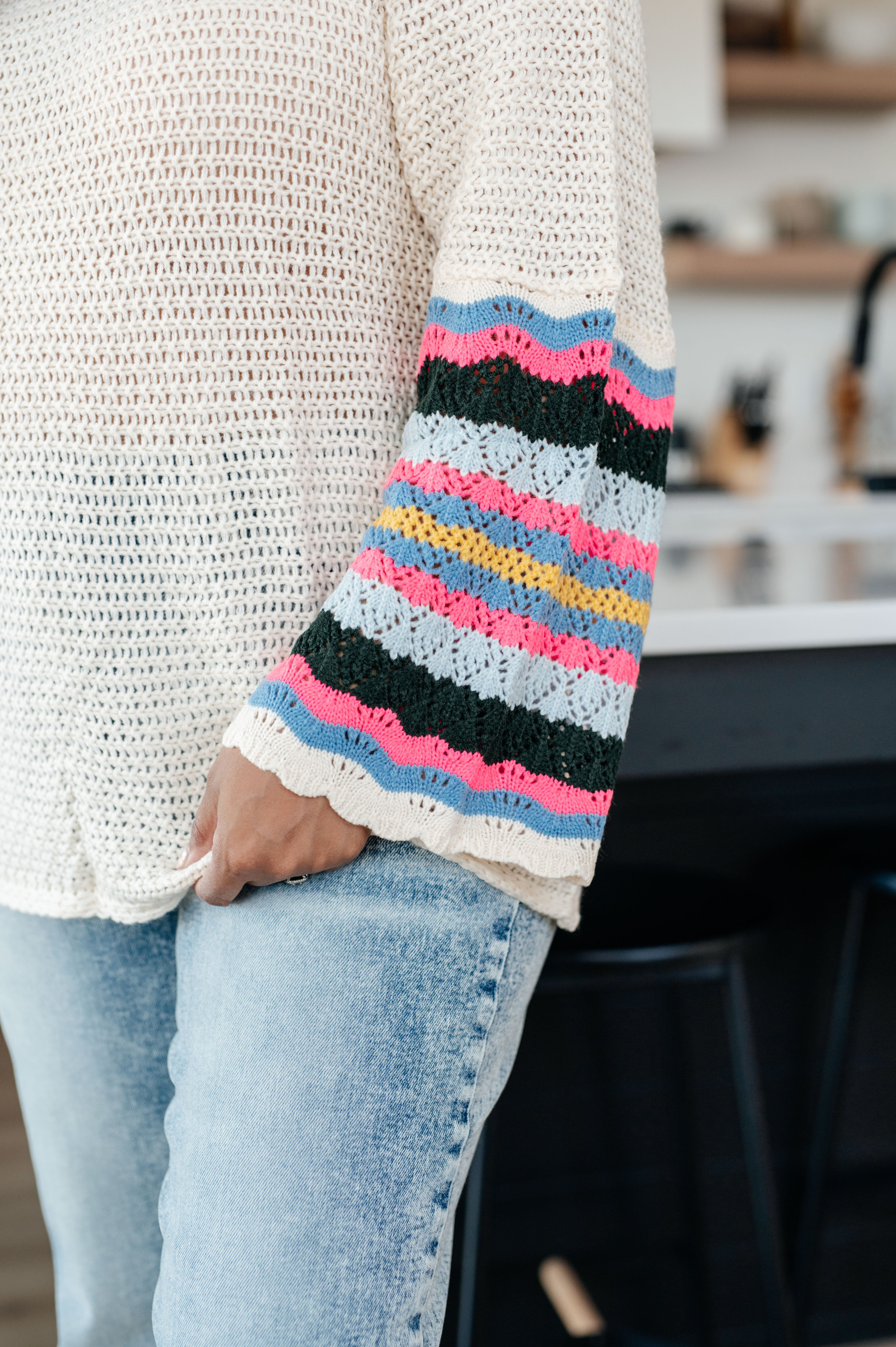 Shopin LA End of the Story Striped Sleeve Sweater Tops