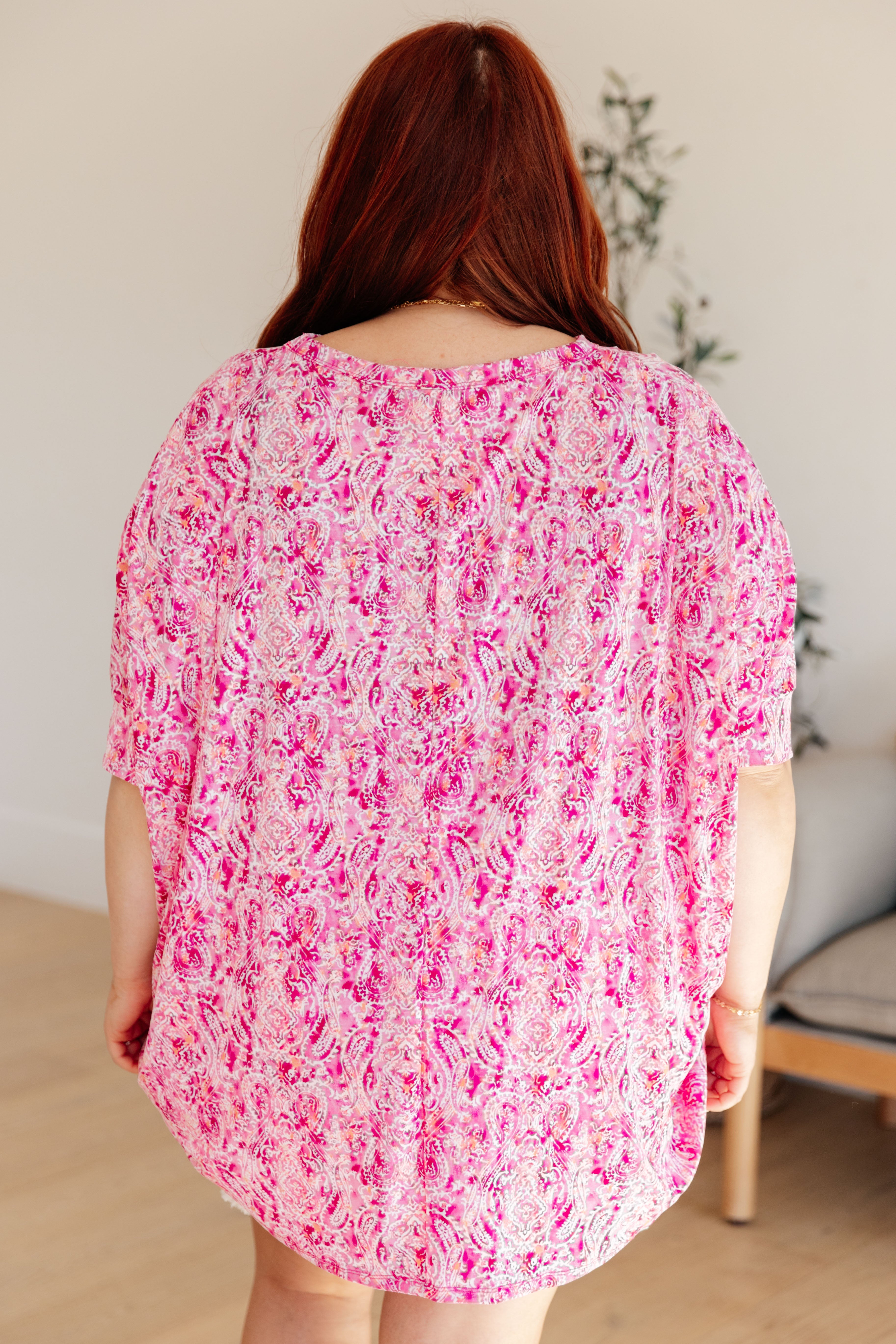 Dear Scarlett Essential Blouse in Fuchsia and White Paisley Final Sale Monday Markdown 06-10