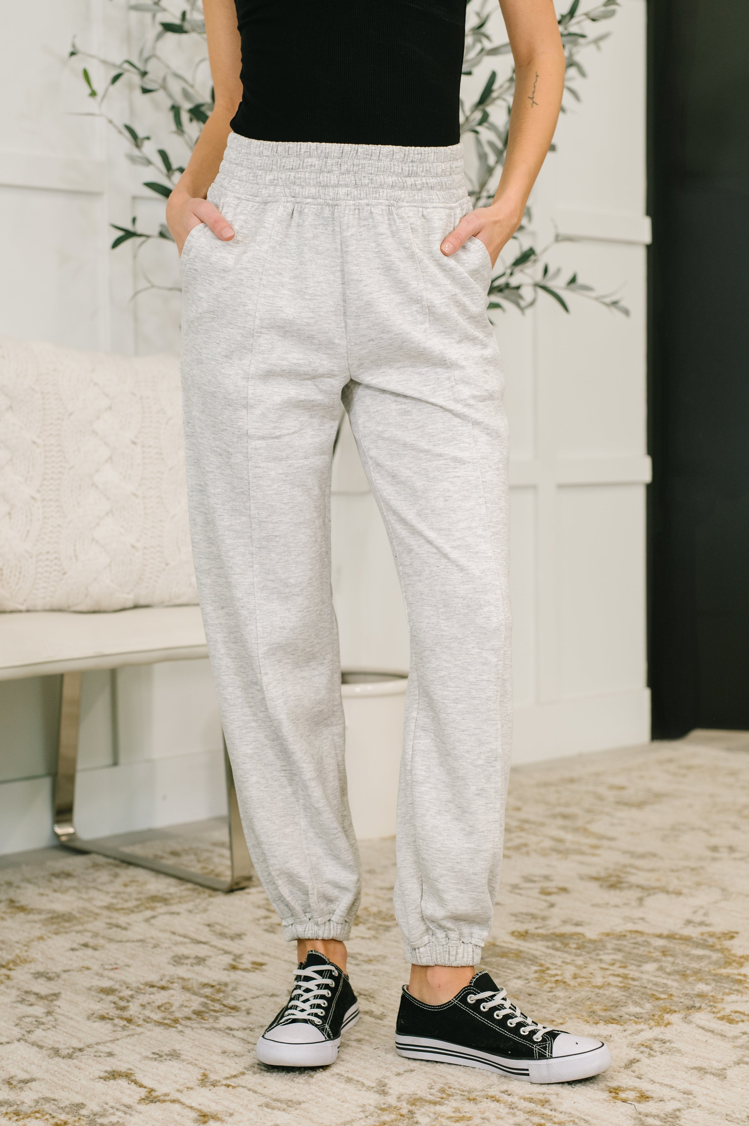 Zenana Every Second, Every Hour Jogger Bottoms in Heather Grey Womens