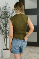 Mono B Everyday Edge Knit Henley Tank in Camo Green Womens