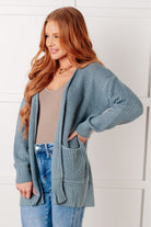 Zenana Everything Layer Waffle Knit Open Front Cardigan in Blue Grey Layers