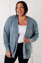 Zenana Everything Layer Waffle Knit Open Front Cardigan in Blue Grey 3XL Layers