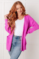 Zenana Everything Layer Waffle Knit Open Front Cardigan in Bright Mauve Layers