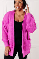 Zenana Everything Layer Waffle Knit Open Front Cardigan in Bright Mauve Layers