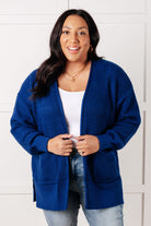 Zenana Everything Layer Waffle Knit Open Front Cardigan in Light Navy Layers