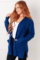 Zenana Everything Layer Waffle Knit Open Front Cardigan in Light Navy Layers