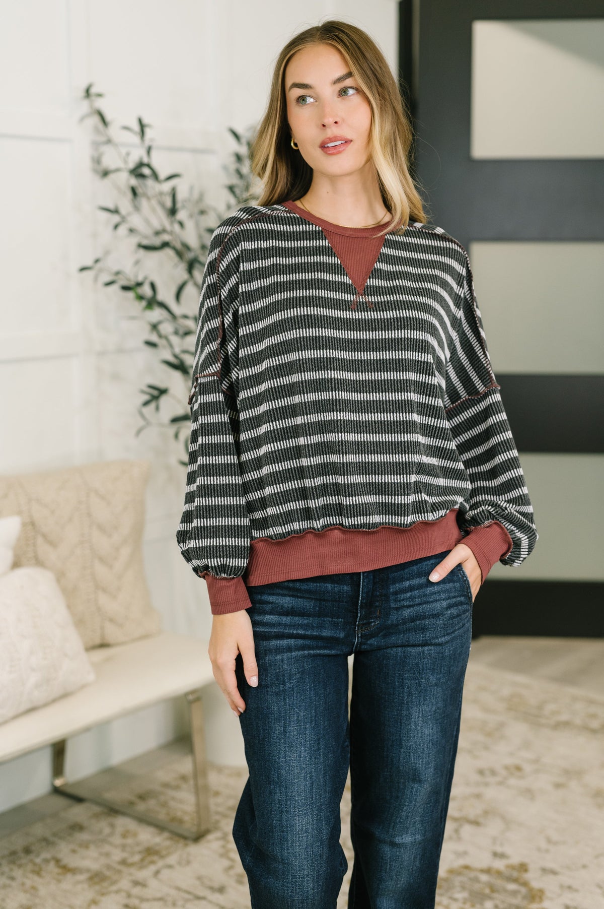 Haptics Exceptionally Cozy Contrast Relaxed Pullover Womens