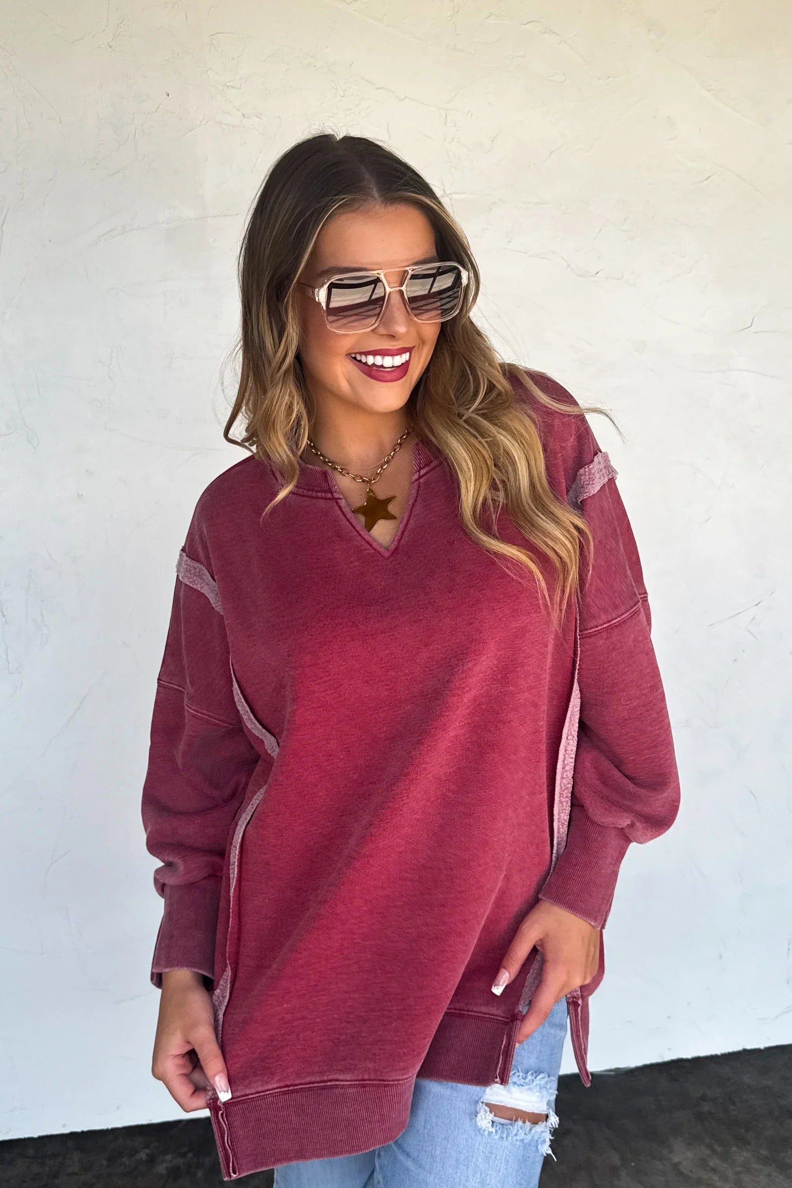 PREORDER: Blakeley The Comfy Cut Sweatshirt Wine Womens