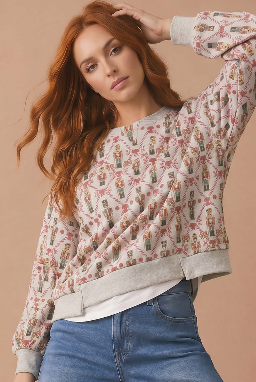 Haptics Nutcracker Sweet Printed Sweatshirt