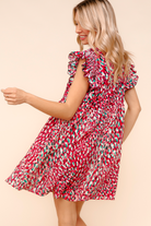 Haptics Pattern Pending Bow Detail Dress in Fuchsia and Black Womens