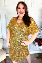 Haptics New Year Diva Dolman Gold Sequined Lined Babydoll Dress Dresses