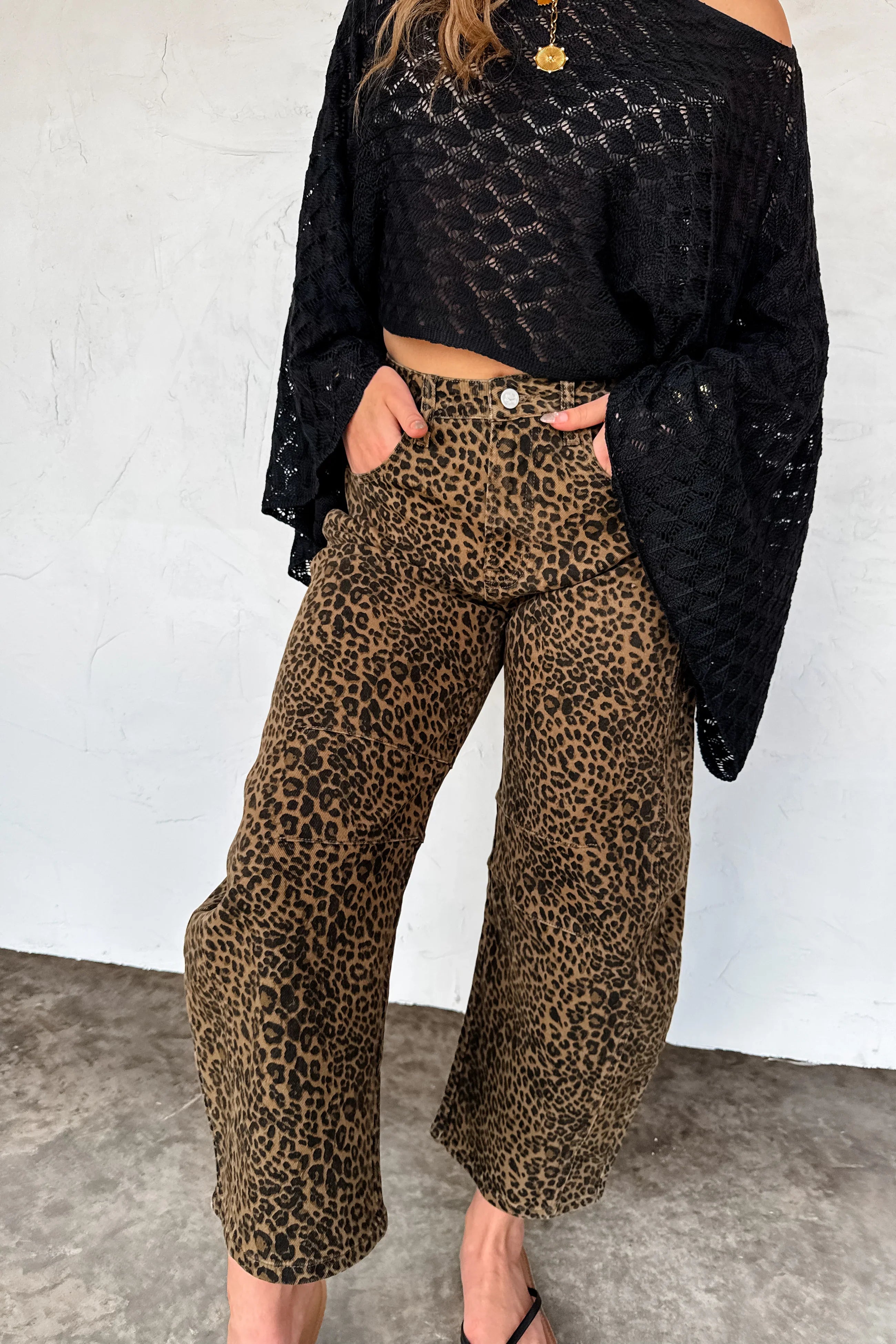 PREORDER: BLAKELEY Bex Cheetah Barrel Jeans (Stretchy) Womens