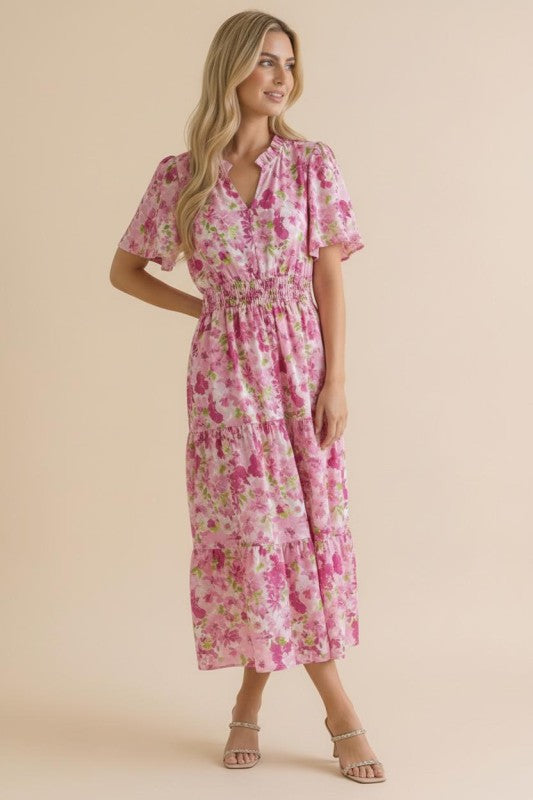 Haptics A Georgia Dream in Pink Floral Midi Dress