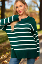 Haptics Hunter Green Striped Oversized Knit Sweater Haptics