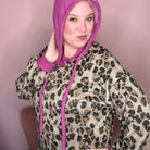 White Birch Long Sleeve Animal Print Knit Hooded Top Magenta White Birch