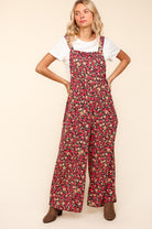 Haptics Stand Out Navy Floral Print Baggy Overall Jumpsuit Haptics