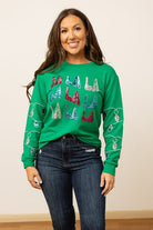 Southern Grace Fa La La Sequins Green Sweater Shirts & Tops