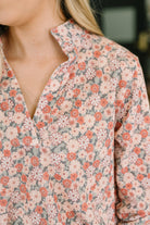 Favorite Florist Split Neck Half Sleeve Top Womens