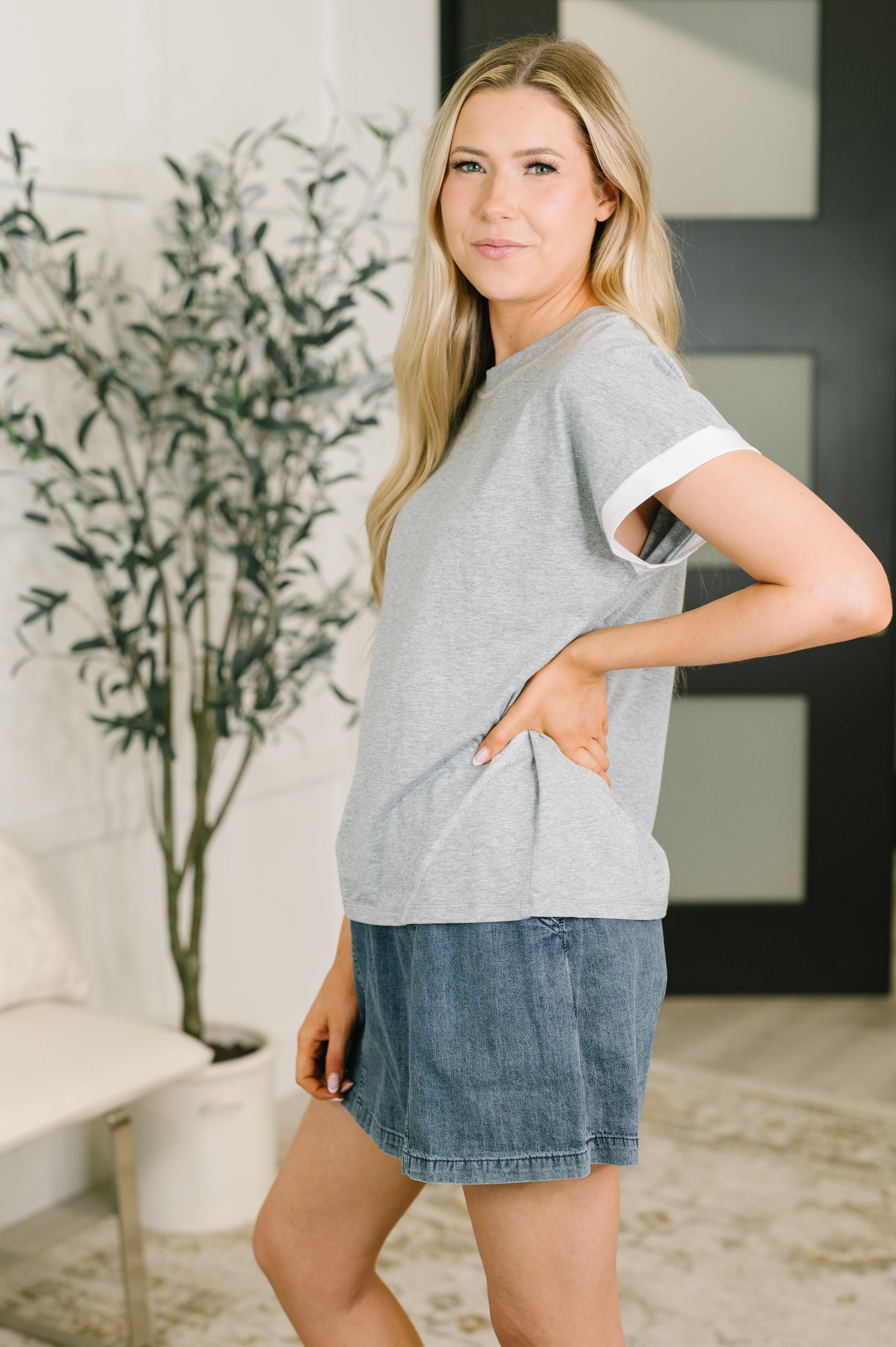 Feel Alright Two Tone Contrast in Heather Grey Womens