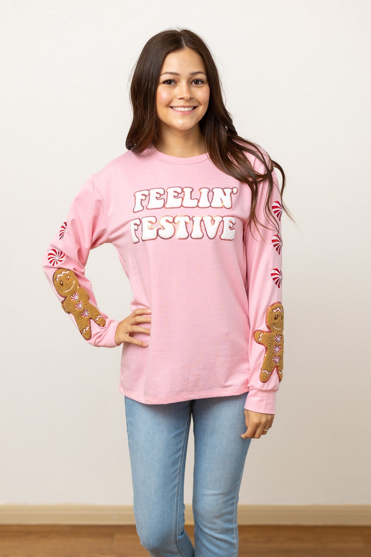 Southern Grace Feelin Festive Pink Sweater Shirts & Tops